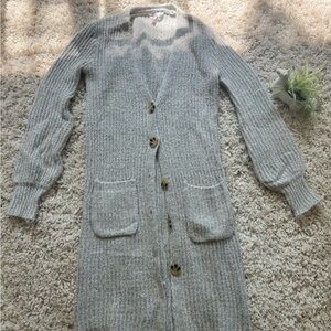 No boundaries light gray  cute extra long pocketed big button fashion ca…